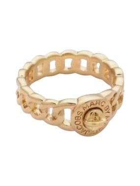 Marc Jacobs Gold-Toned Chain-Link Turnlock Logo Ring NWT! Sz 5 (S/M)